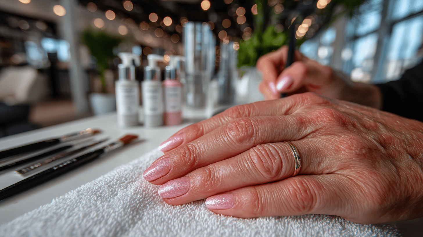 a hand with a ring on a towel